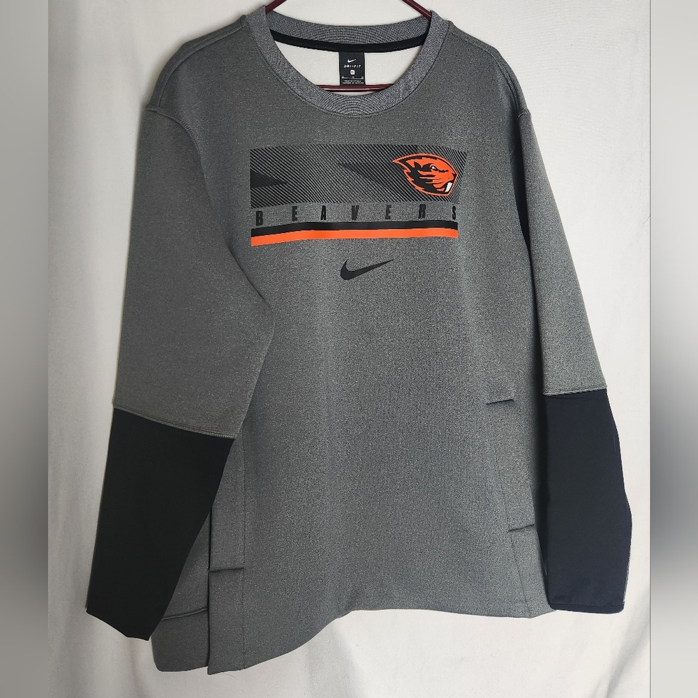 Men's Nike XL Oregon State Gray and Black Dri-Fit Pullover NWOT